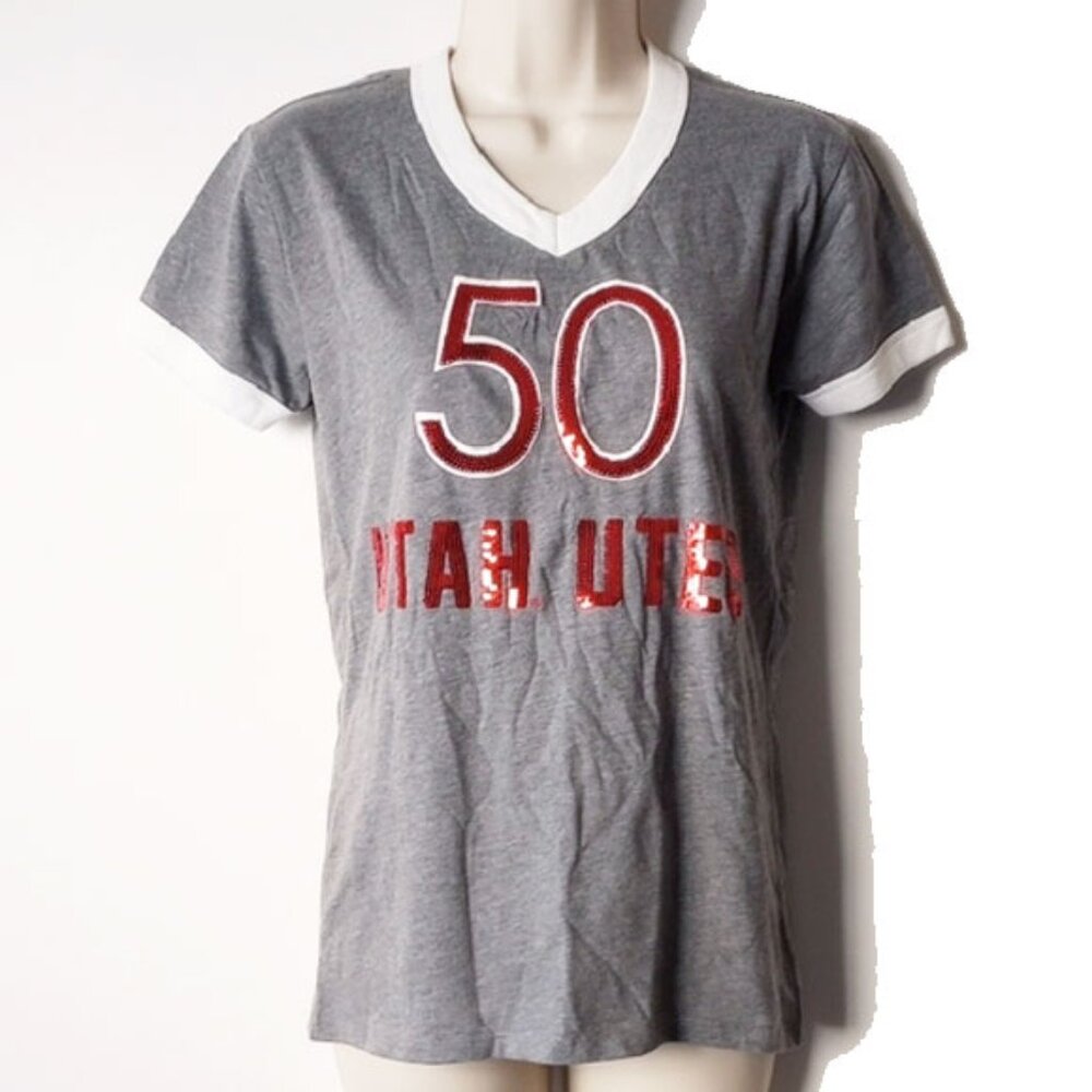 NWT Victoria's Secret Pink Sequin T-Shirt XS Utah Utes Collegiate Collection